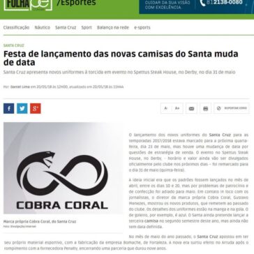 Festa de lançamento das novas camisas do Santa muda de data – Folha de Pernambuco Digital