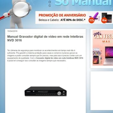 Manual Gravador digital de vídeo em rede Intelbras NVD 3016 – Só Manual