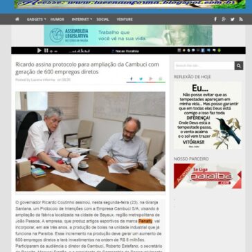 Ricardo assina protocolo para ampliação da Cambuci com geração de 600 empregos diretos – Portal Lucena Informa