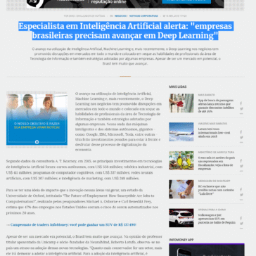 Especialista em Inteligência Artificial alerta: “empresas brasileiras precisam avançar em Deep Learning” – Info Money