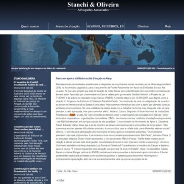 Frente em apoio a entidades sociais é lançada na Alesp – Stanchi & Oliveira