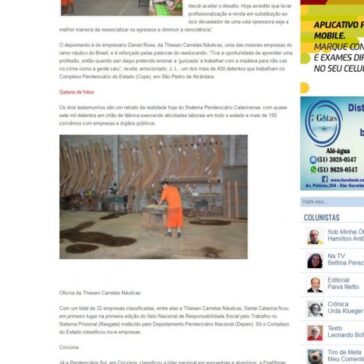 Empresas catarinenses destacam-se com ações sociais no sistema prisional do Estado – Sala de Notícias