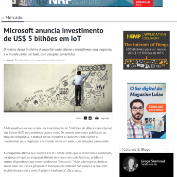 Microsoft anuncia investimento de US$ 5 bilhões em IoT – Decision Report