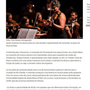 Violinista santa-mariense será solista em apresentação da Camerata de Florianópolis – Diário de Santa Maria