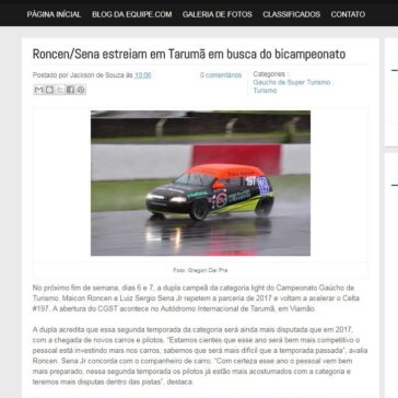 Roncen/Sena estreiam em Tarumã em busca do bicampeonato – Blog da Equipe