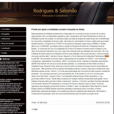 Frente em apoio a entidades sociais é lançada na Alesp – Rodrigues & Salomão