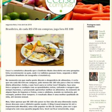 Brasileiro, de cada R$ 650 em compras, joga fora R$ 180 – Ceasa Compras
