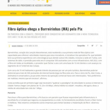 Fibra óptica chega a Barreirinhas (MA) pela Pix –