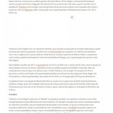 Camerata volta ao CIC com espetáculo “Clássicos com Energia” – Jornal Floripa