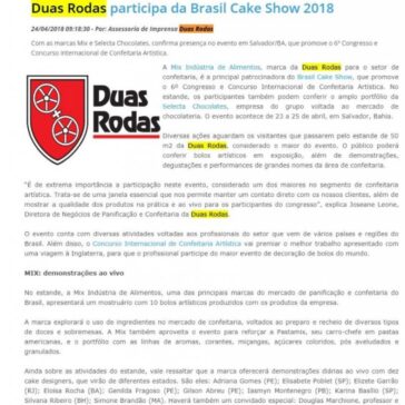 Duas Rodas participa da Brasil Cake Show 2018 – Guialat