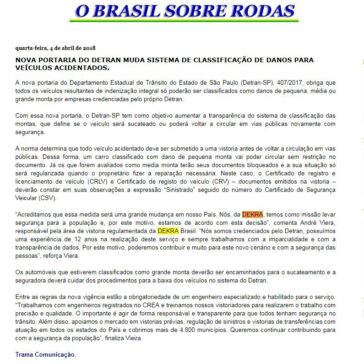 NOVA PORTARIA DO DETRAN MUDA SISTEMA DE CLASSIFICAÇÃO DE DANOS PARA VEÍCULOS ACIDENTADOS. – O Brasil Sobre Rodas
