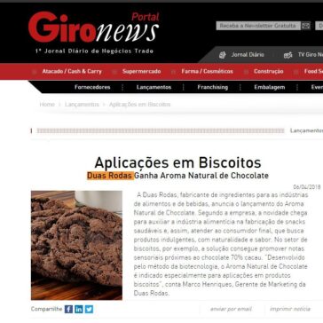 Aplicações em Biscoitos – Duas Rodas Ganha Aroma Natural de Chocolate – Giro News