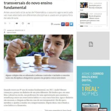 Educação financeira é um dos temas transversais do novo ensino fundamental – Correio Braziliense (online)
