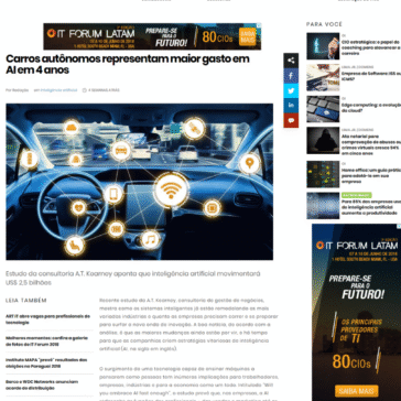 Carros autônomos representam maior gasto em AI em 4 anos – It Fórum 365