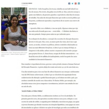 Educação financeira é algo que se aprende na escola – O Globo (On-line)