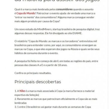 Nike, Adidas e Coca são as mais lembradas por brasileiros na Copa do Mundo – Aport. O Mundo do Marketing