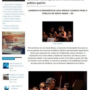 Camerata Florianópolis leva música clássica ao publico gaúcho – Jornal Folha de Santa Catarina