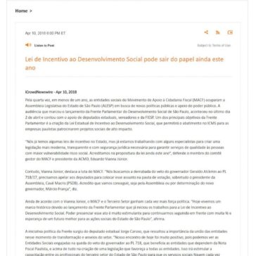 Lei de Incentivo ao Desenvolvimento Social pode sair do papel ainda este ano – ICrowdNewswire