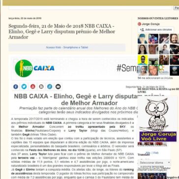 Segunda-feira, 21 de Maio de 2018 NBB CAIXA – Elinho, Gegê e Larry disputam prêmio de Melhor Armador – Centralnews