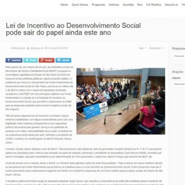 Lei de Incentivo ao Desenvolvimento Social pode sair do papel ainda este ano – ACMD (Comunidade de Mãos Dadas )