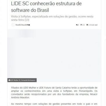 LIDE SC conhecerão estrutura de software do Brasil – Ego Notícias