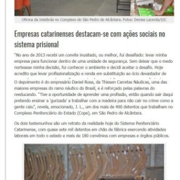 Empresas catarinenses destacam-se com ações sociais no sistema prisional – Aconteceu em Joinville