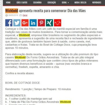 Wickbold apresenta receita para comemorar Dia das Mães – Rede Press