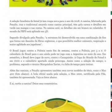 Seleção brasileira de futsal apresenta uniformes 2018 em amarelo claro – Trivela (UOL)