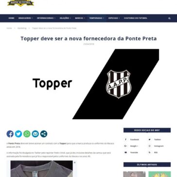 Topper deve ser a nova fornecedora da Ponte Preta – Mantos do Futebol