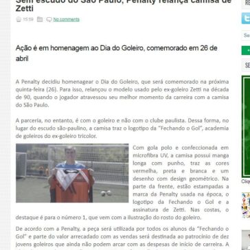 Sem escudo do São Paulo, Penalty relança camisa de Zetti – FutGestão