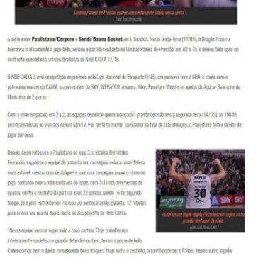 NBB CAIXA – Paulistano x Bauru Basket. Tudo ficou para o Jogo 5 – Área Restritiva