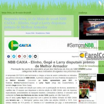 Segunda-feira, 21 de Maio de 2018 NBB CAIXA – Elinho, Gegê e Larry disputam prêmio de Melhor Armador – Jorgecoruja