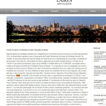 Frente em apoio a entidades sociais é lançada na Alesp – Laires Advogados