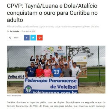 CPVP: Tayná/Luana e Dola/Atalício conquistam o ouro para Curitiba no adulto – Caderno Informativo