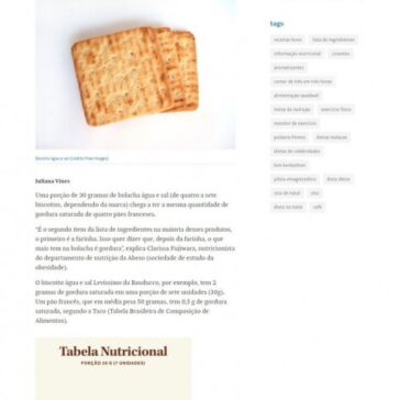 Bolacha água e sal tem até quatro vezes mais gordura saturada que pão francês – Folha de S. Paulo (On-line)