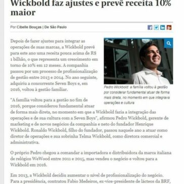 Wickbold faz ajustes e prevê receita 10% maior – Valor Econômico (On-line)