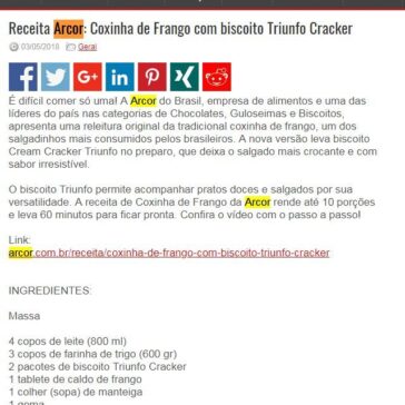 Receita Arcor: Coxinha de Frango com biscoito Triunfo Cracker – Rede Press
