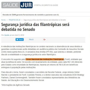 Segurança jurídica das filantrópicas será debatida no Senado – Saúde Jur