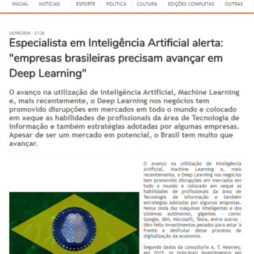 Especialista em Inteligência Artificial alerta: “empresas brasileiras precisam avançar em Deep Learning” – Gazeta de Votorantim