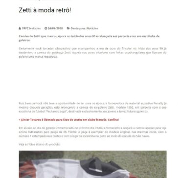 Zetti à moda retrô! – SPFC Notícias