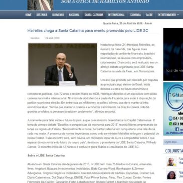 Meirelles chega a Santa Catarina para evento promovido pelo LIDE SC – Sala de Notícias