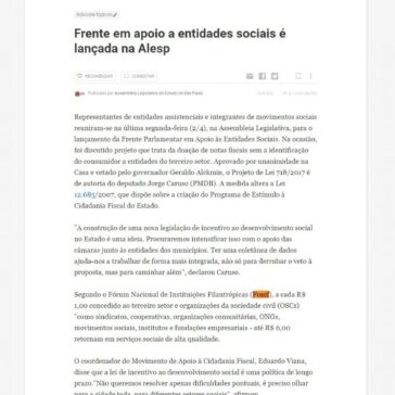 Frente em apoio a entidades sociais é lançada na Alesp – JusBrasil