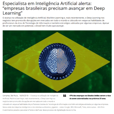 Especialista em Inteligência Artificial alerta: “empresas brasileiras precisam avançar em Deep Learning” – Comunique-se