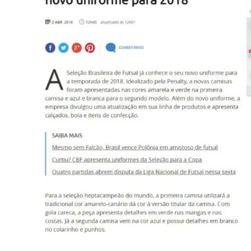 Seleção Brasileira de futsal tem novo uniforme para 2018 – Terra
