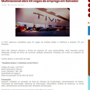 Multinacional abre 04 vagas de emprego em Salvador – Recruta Bahia