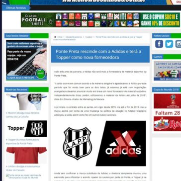 Ponte Preta rescinde com a Adidas e terá a Topper como nova fornecedora – Show de Camisas