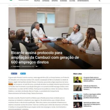 Ricardo assina protocolo para ampliação da Cambuci com geração de 600 empregos diretos – Portal Paraíba Já