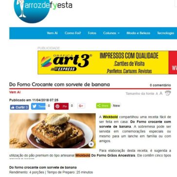 Do Forno Crocante com sorvete de banana – Arroz de Fyesta