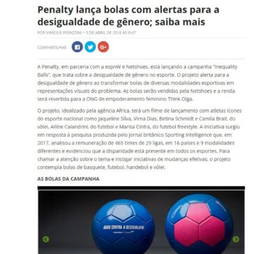 Penalty lança bolas com alertas para a desigualdade de gênero; saiba mais | Segunda Pele | LANCE! – LanceNet