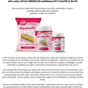 Mix lança novas versões de marshmallow e chantilly em pó – REVISTA PIZZARIA & OUTROS